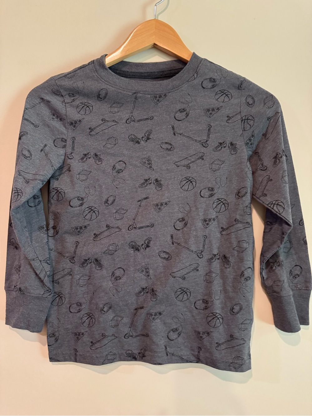 Cat & Jack Gray Long Sleeve Tee with Sports Print